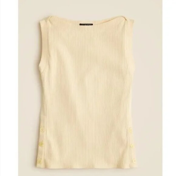 J. Crew Premium Rib Side Button Top NWT Large - Picture 1 of 12